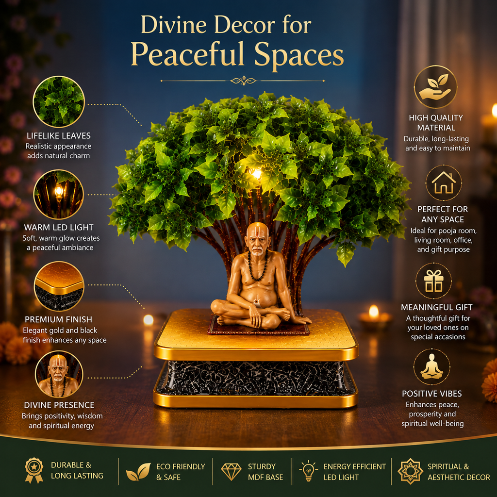 Illuminate Your Space with Our 13 Inch LED Swami Samarth Tree