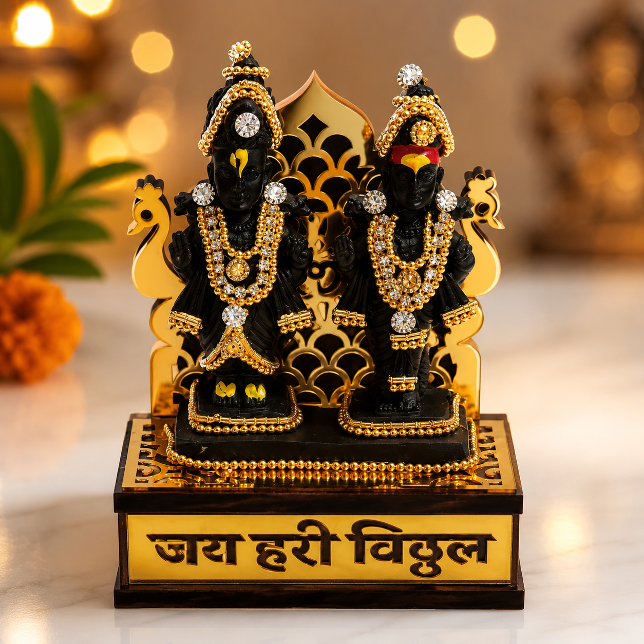Elevate Your Spiritual Space with the Vitthal Rukmini Wooden Temple