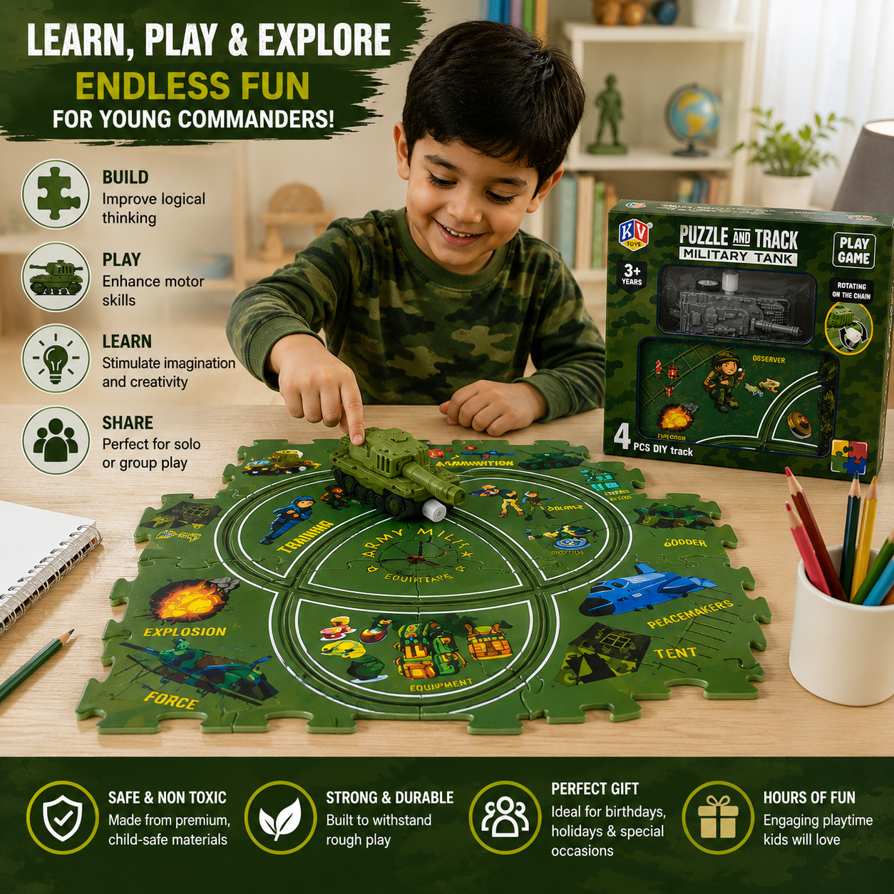 Military Tank Puzzle Game for Kids - 2-in-1 Fun & Adventure