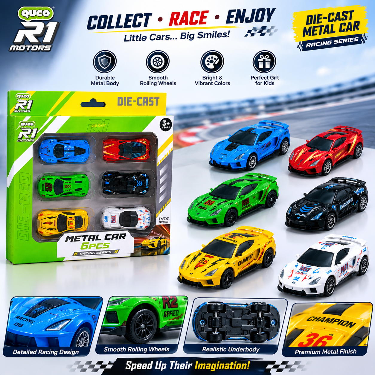 6 Pcs Die Cast Toy Car Set – Fun Pull Back Vehicles for Kids’ Imagination