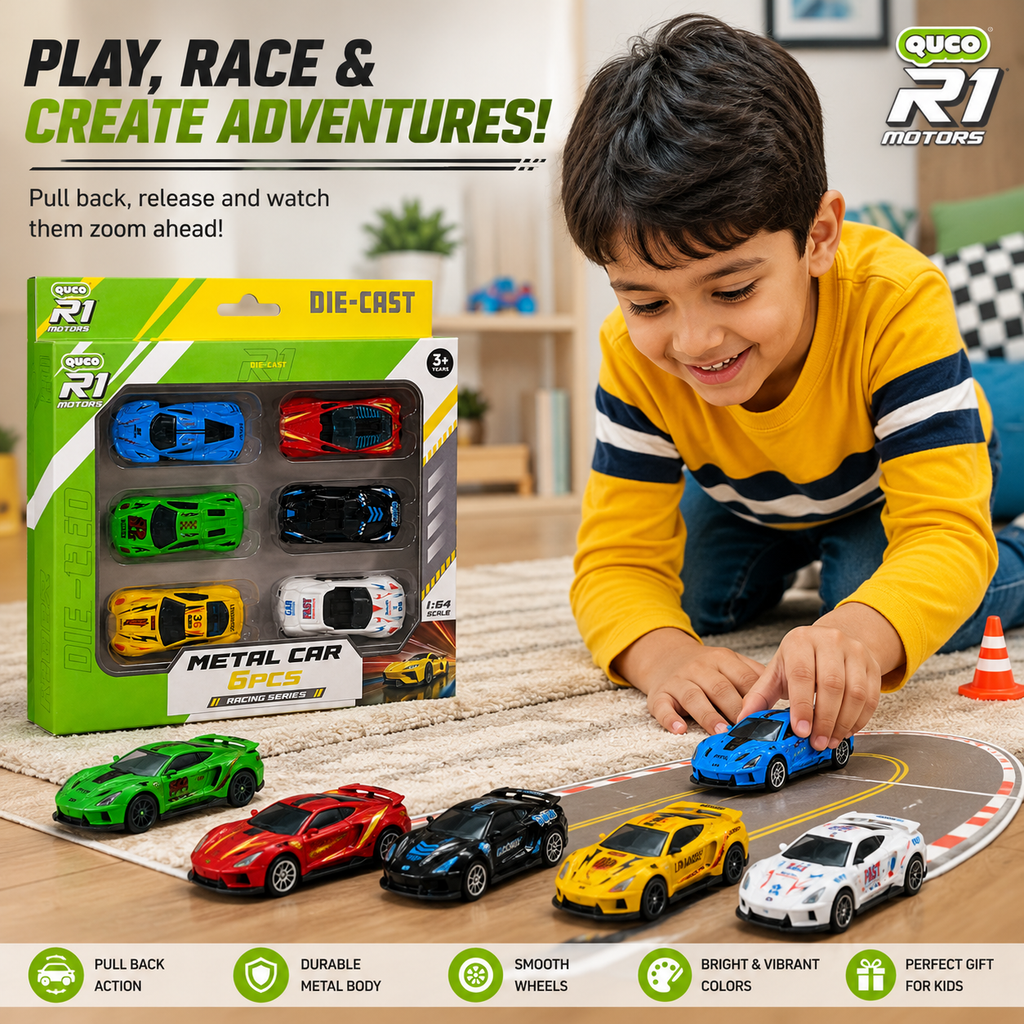 6 Pcs Die Cast Toy Car Set – Fun Pull Back Vehicles for Kids’ Imagination