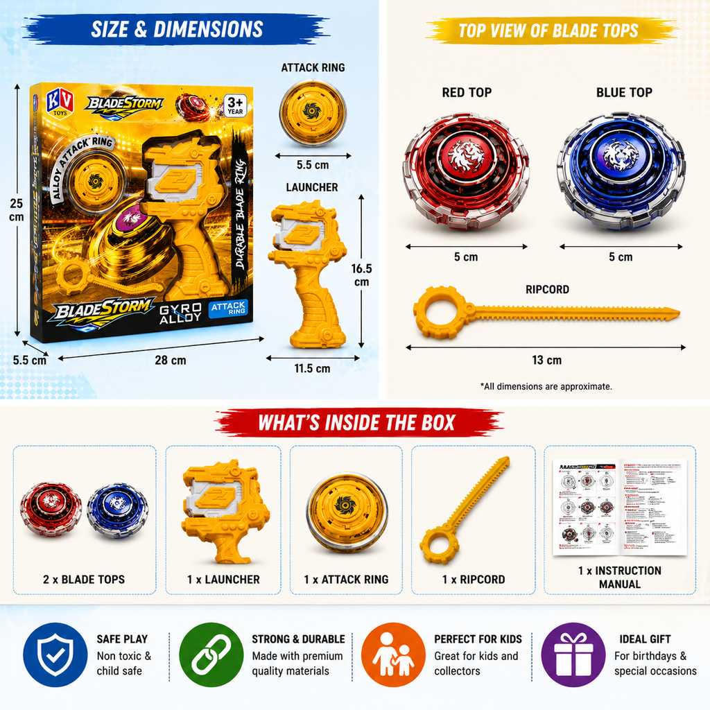 Unleash Thrilling Adventures with the BladeStorm Gyro Attack Ring Launcher Toy for Kids 3+