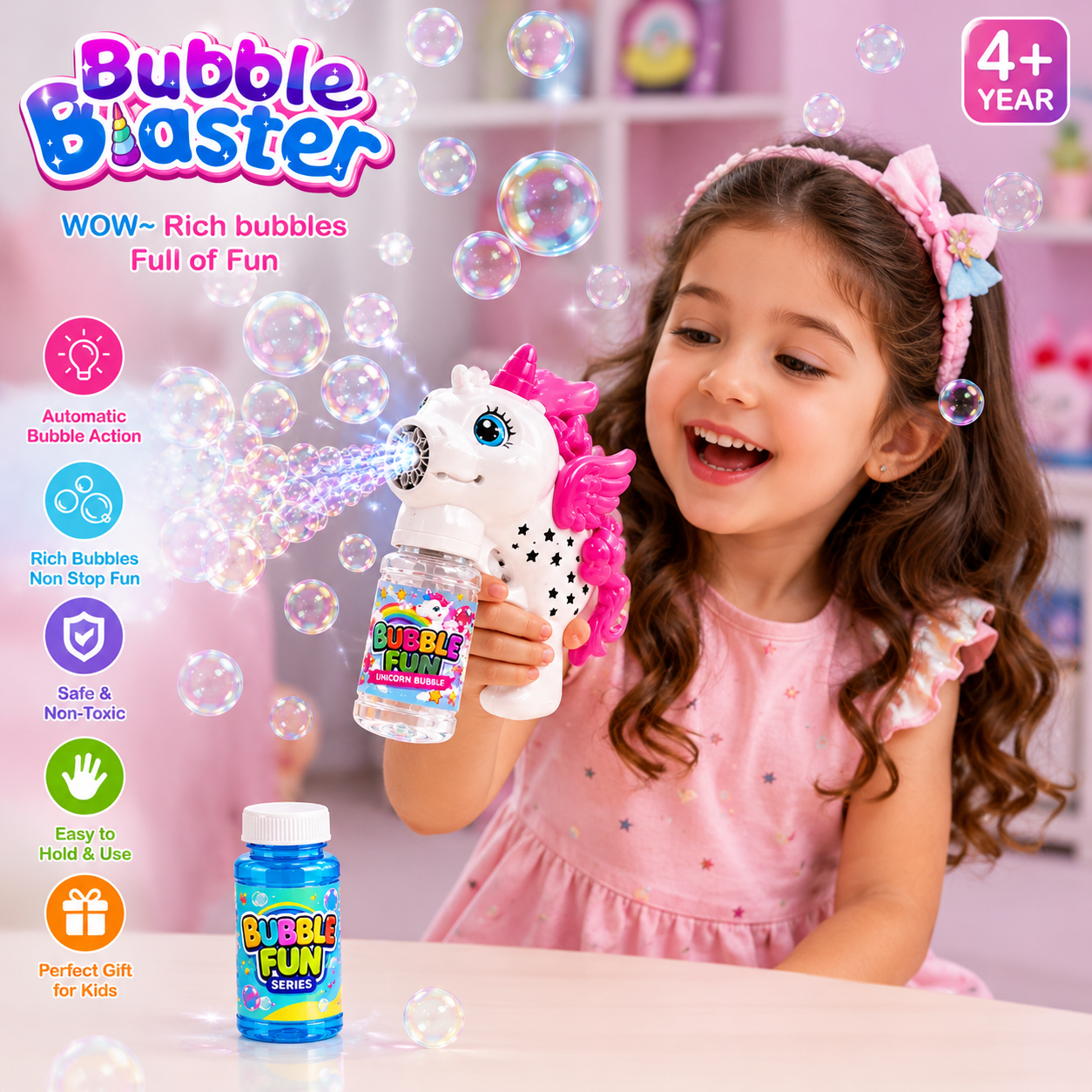 Bubble Blaster Toy Gun for Kids | Automatic Bubble Maker with Bubble Solution | Outdoor Fun Toy