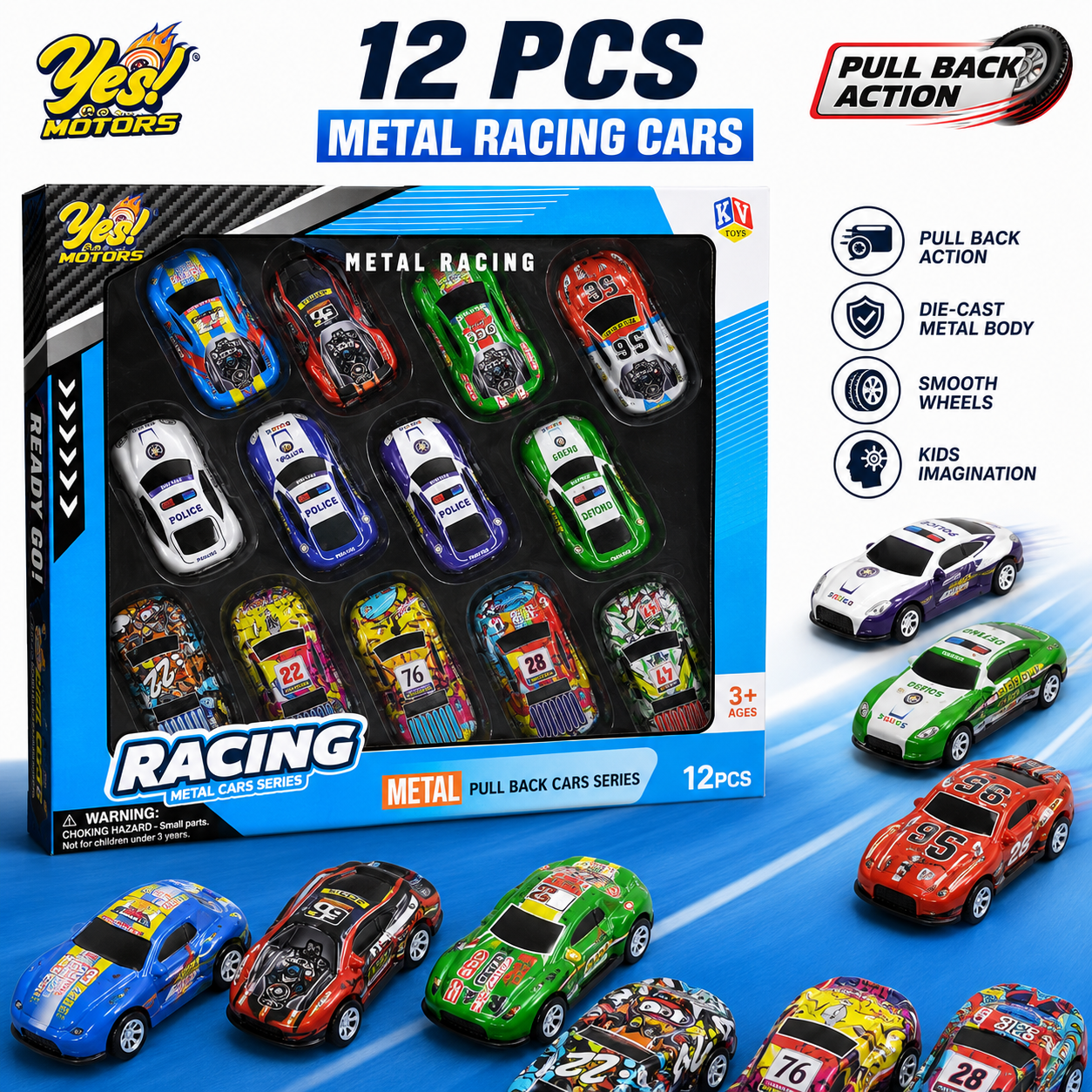12 Pcs Die Cast Toy Car Set - Premium Pull-Back Vehicles for Endless Fun
