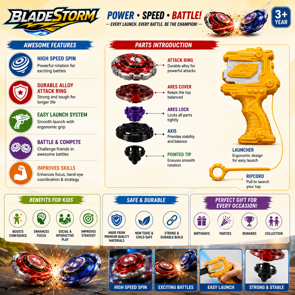 Unleash Thrilling Adventures with the BladeStorm Gyro Attack Ring Launcher Toy for Kids 3+