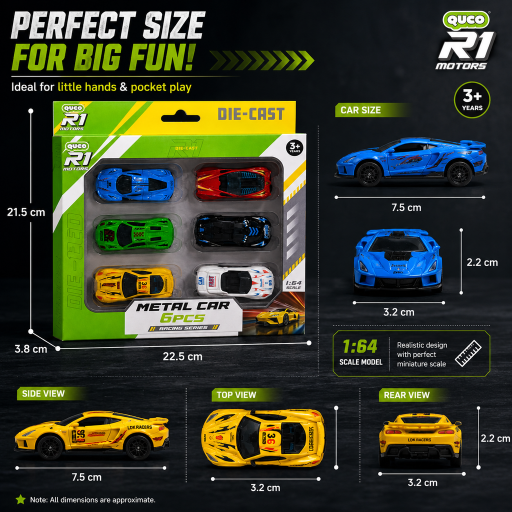 6 Pcs Die Cast Toy Car Set – Fun Pull Back Vehicles for Kids’ Imagination