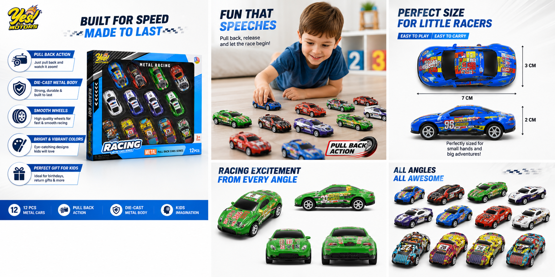 12 Pcs Die Cast Toy Car Set - Premium Pull-Back Vehicles for Endless Fun