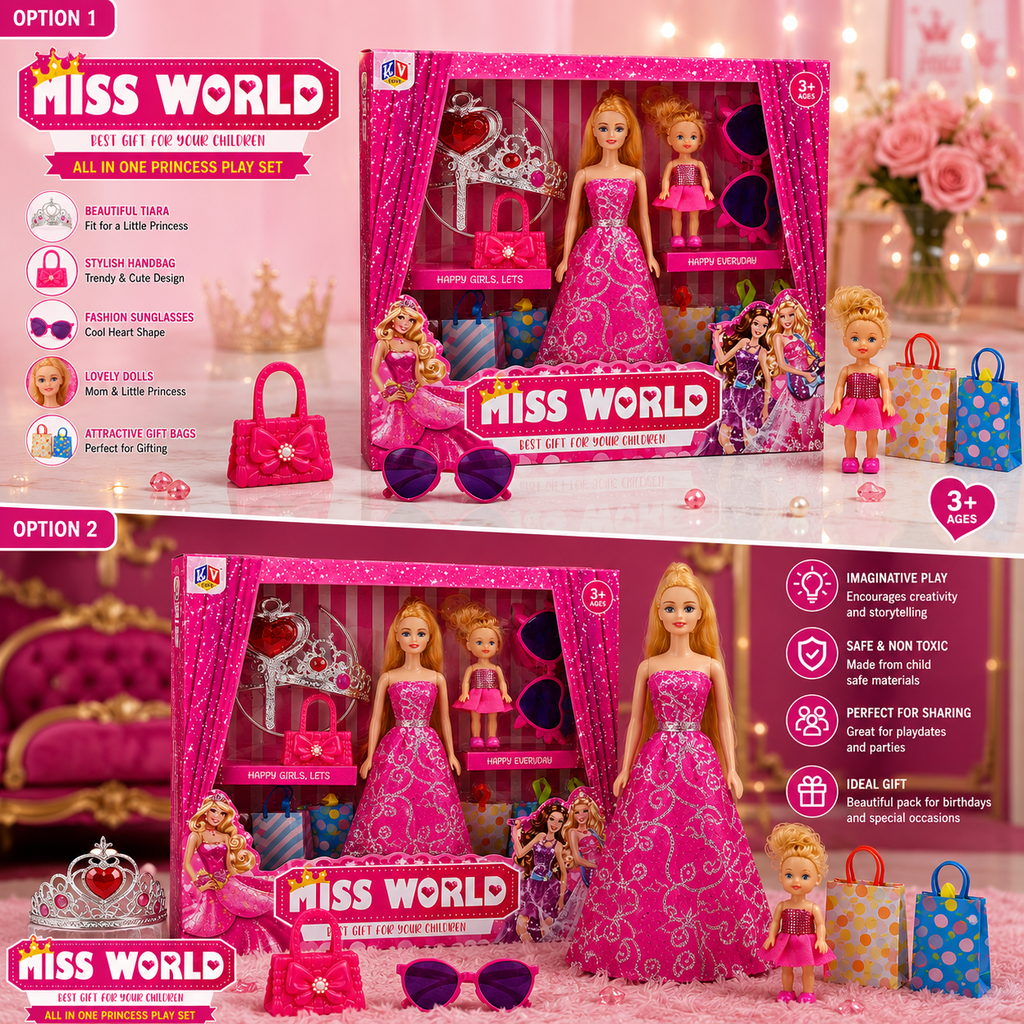 Miss World Princess Doll Play Set with Accessories for Kids