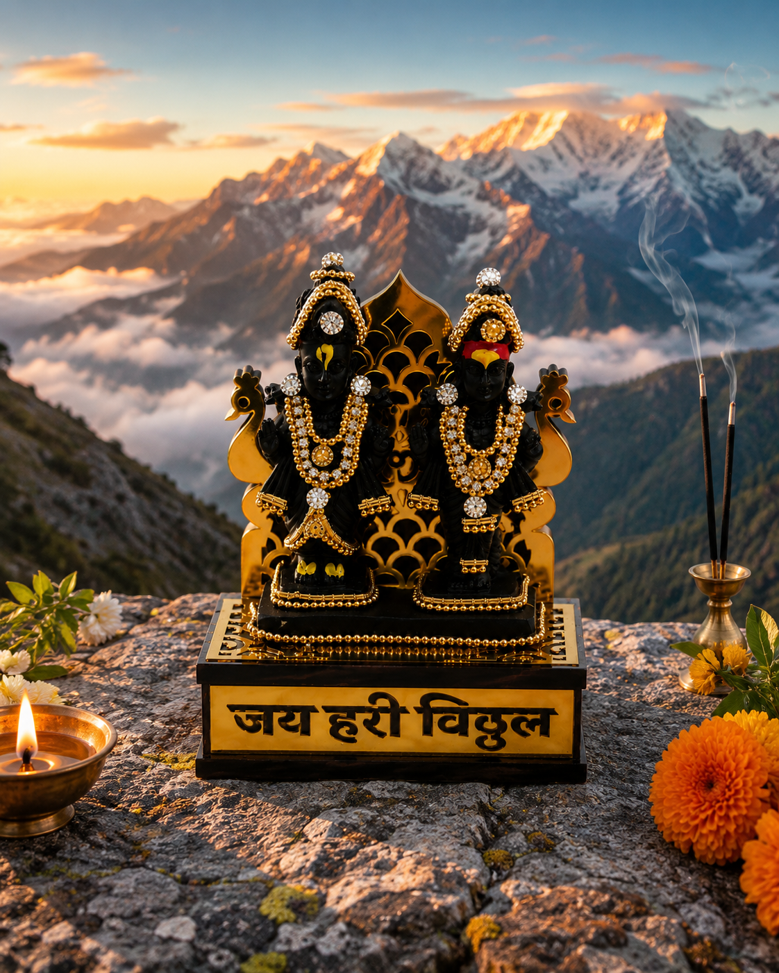 Elevate Your Spiritual Space with the Vitthal Rukmini Wooden Temple
